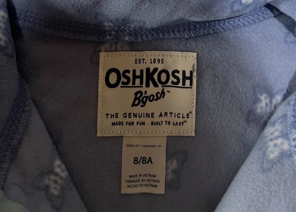 OshKosh B'gosh Pullover Girls 8 Butterfly Fleece Quarter Zip Long Sleeve Top New